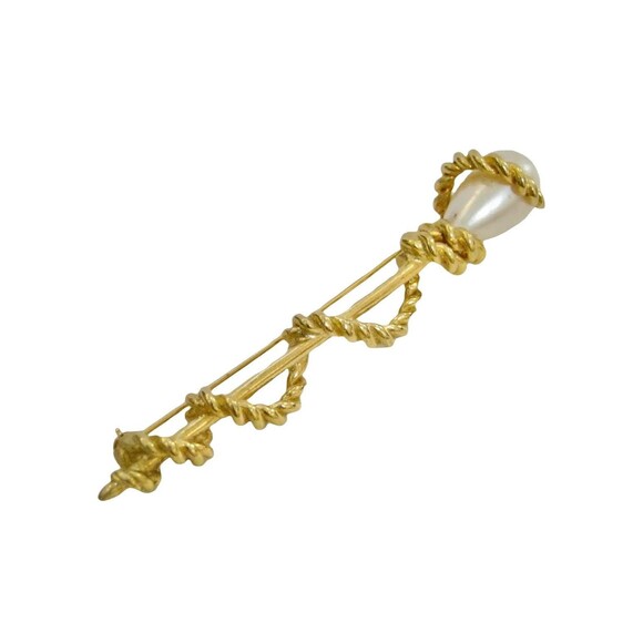 1970s Vintage Givenchy Large Gold Glass Pearl Stick Pin - Picture 1 of 6